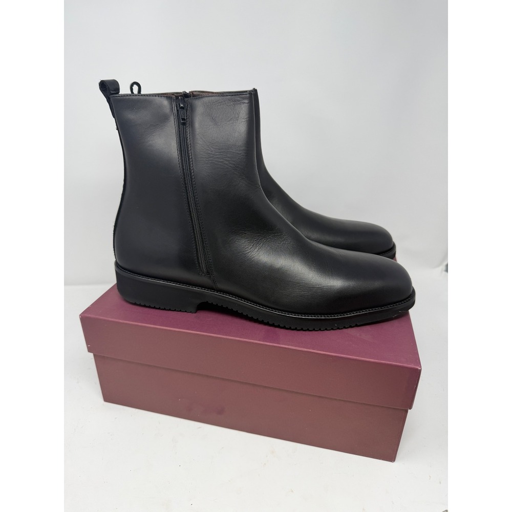 E.T. Wright Laconi Black Leather Side Zip Ankle Dress Boots Box NOS Mens 13 AA